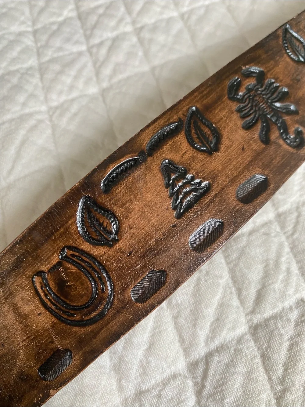 BSA Philmont Leather Tooled Belt Brass Buckle Vintage 2000 Western Boy Scouts 38